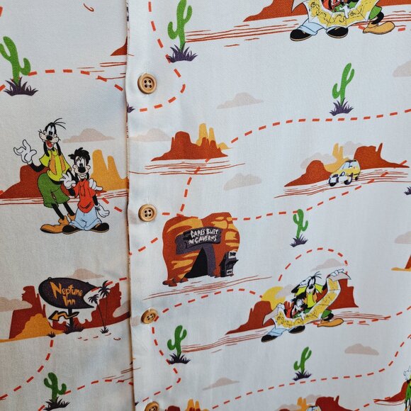 Disney Goofy Movie Road Trip Goofy & Max Allover Print Unisex Button-Up Size XS - Picture 3 of 9